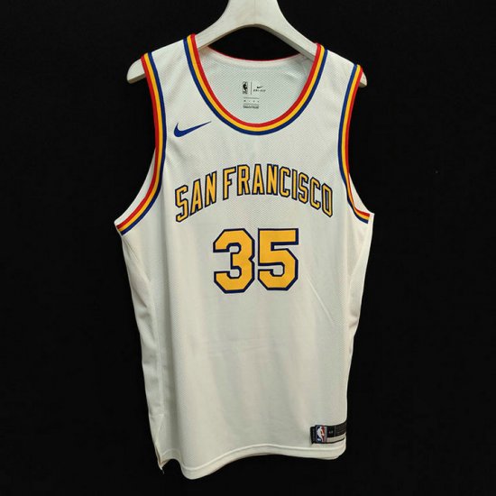 Warriors retro jersey Durant 35 white player version